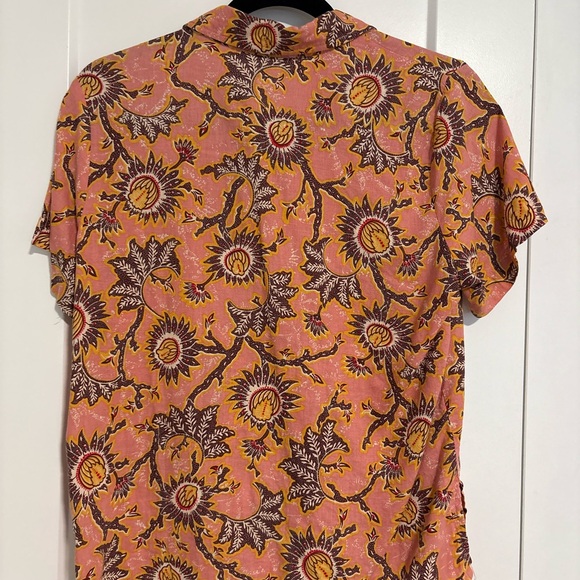 C&C California Linen Rayon Floral Button Short‎ Sleeve Down Shirt Size Small - Picture 3 of 5